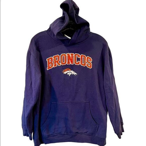 NFL Broncos Football Hoodie Navy BluePullover Youth XL Worn By Actor on TV. - Picture 1 of 6